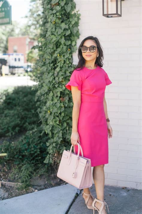 Wednesdays In Pink Ruffle Sleeve Dress For The Office Color And Chic