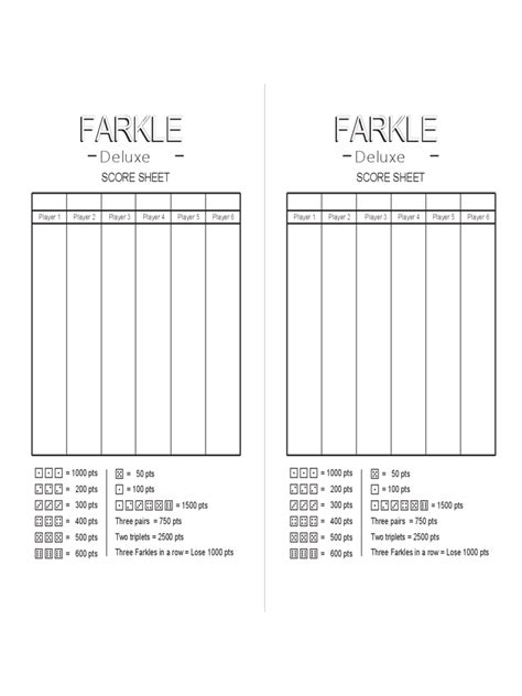 Farkle Scoring Sheet Printable Printable Word Searches