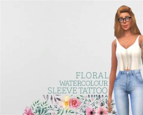 Floral Watercolour Sleeve Tattoo Sims 4 Makeup