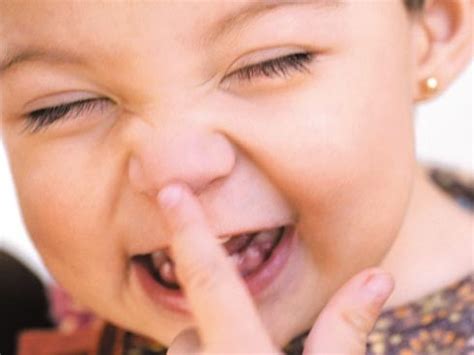 Los niños tienen mocos a menudo y como aún no saben sonarse se hurgan la nariz para despejarla