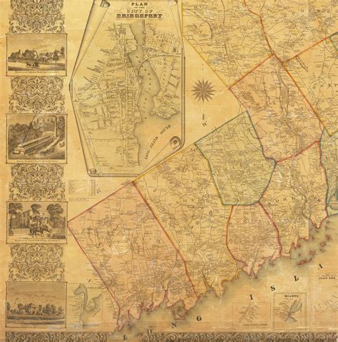 Monumental Wall Map Of Fairfield County Connecticut Rare And Antique Maps