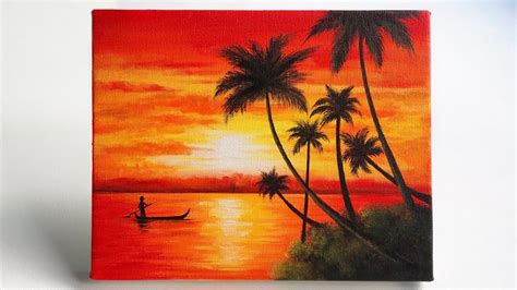 Easy Sunset Painting Painting For Beginners Step By Step Acrylic