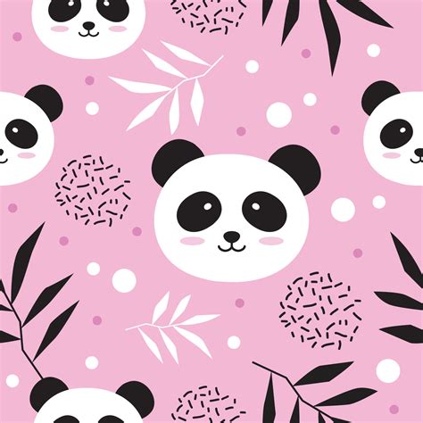 Cute Panda Seamless Pattern With Pink Background 10910968 Vector Art At
