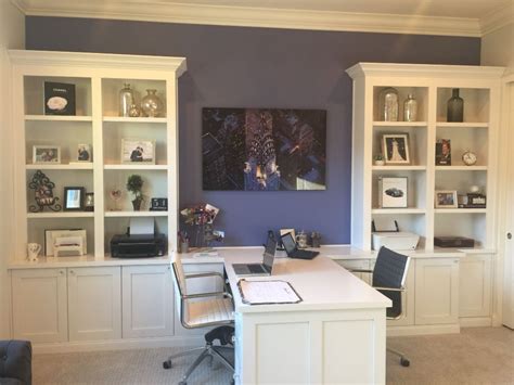 Custom Office With His And Hers Desks And Bookshelves Home Office