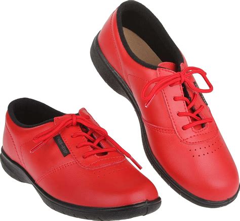 Free Step Ladies Red Leather Comfort Lace Up Shoe In Size 6 Wide Fit