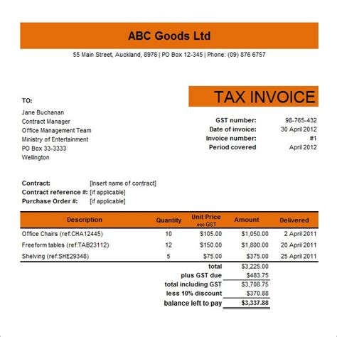 16 Customisable Tax Invoice Templates To Download Free Sample Templates
