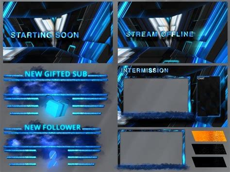 Animated Scifi Stream Overlay Package Animated Twitch Alerts Etsy