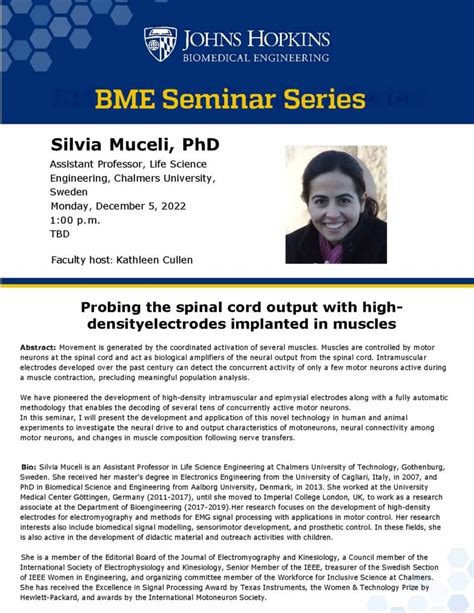 Bme Seminar Silvia Musceli Johns Hopkins Biomedical Engineering