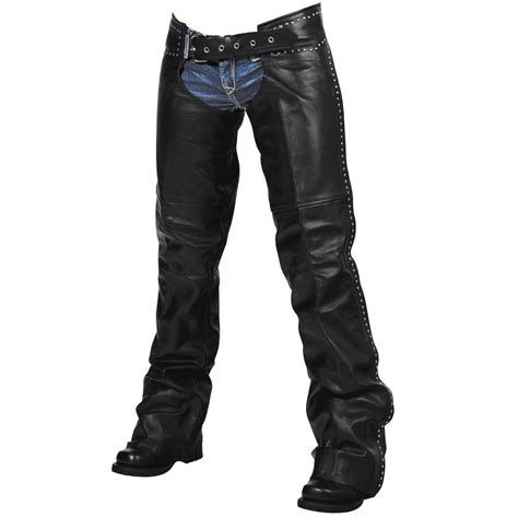 Milwaukee Motorcycle Clothing Co Womens Della Black Leather Chaps