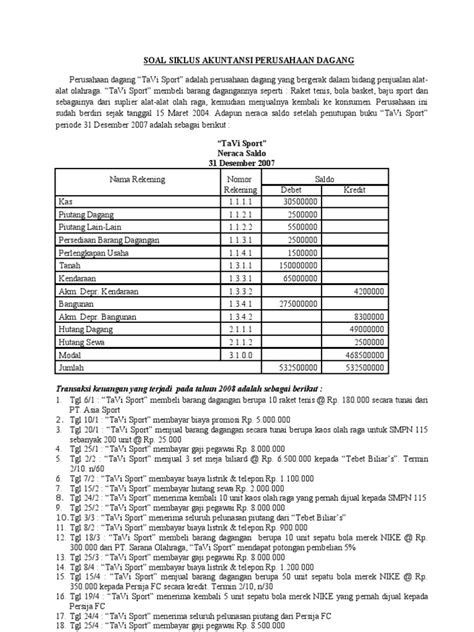 Contoh Soal Akuntansi Perusahaan Jasa Jurnal Umum Sampai Laporan