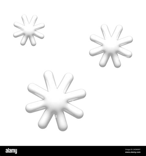 3d White Snowflakes Icon 3d Snow Weather Element Isolated On White