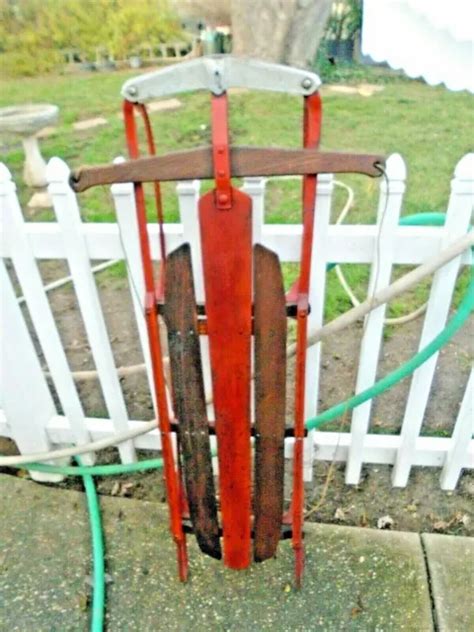 Vintage Flexible Flyer Wood And Metal Runner Snow Sled 47 Airline