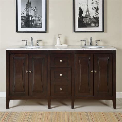 Sharing the bathroom in the morning can be difficult with only one sink. 68 Inch Modern Double Bathroom Vanity with a Carrara White ...