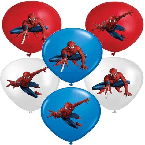 Spider Man Themed Latex Balloons Pack Of 12 X 12 Birthday Etsy