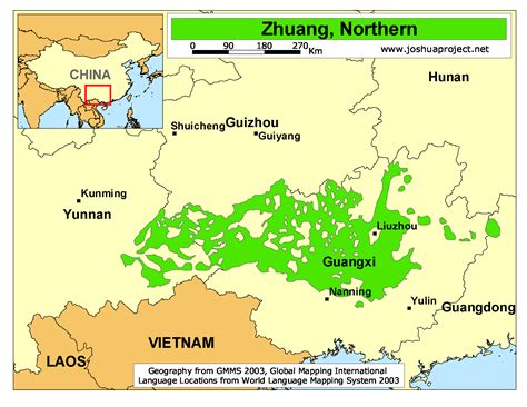Distribution Of Northern Zhuang Speakers In Guangxi And Yunnan