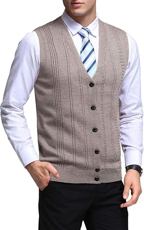KTWOLEN Men S Casual Knitwear Sleeveless Gilet Business Smart Waistcoat