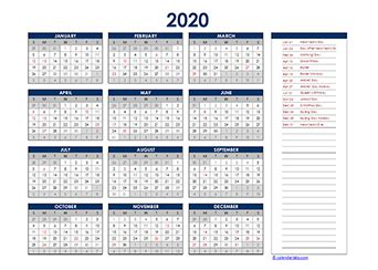 Year 2020 excel calendar template. Printable 2020 New Zealand Calendar Templates with Holidays