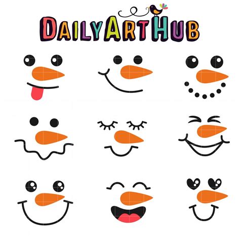 Snowman Faces Clip Art Set Daily Art Hub Graphics Alphabets And Svg