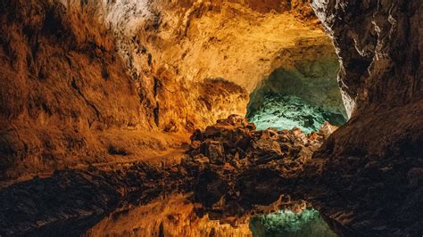 Download Wallpaper 1920x1080 Cave Water Reflection Stone Inside