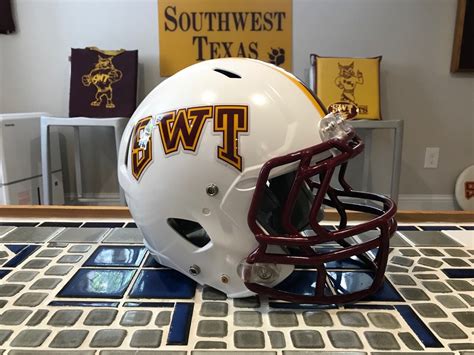 Southwest Texas State University Swt Football Helmet Etsy