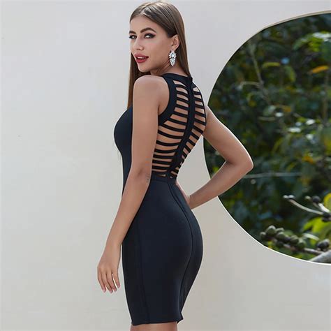 Adyce New Summer Bandage Dress Women Vestidos Black Sexy Spaghetti Strap Hollow Out Bodycon Club