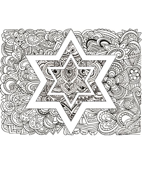 Jewish Star Of David Magen David Judaic Holiday Coloring Page