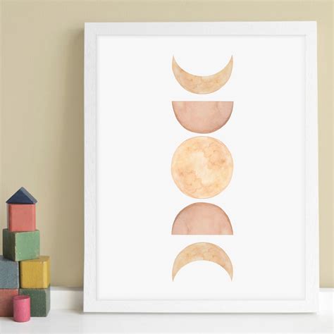 Boho Moon Phases Print Earth Tones Wall Art Moon Cycle Etsy