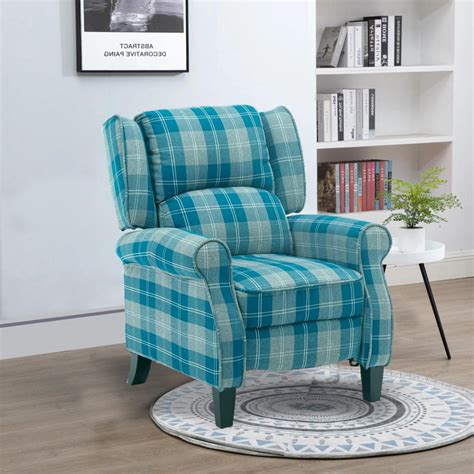 The flat wing buttoned armchair is a classic chesterfield chair and is manufactured in the uk. Recliner Armchair Wing Back Fireside Check Fabric Sofa ...