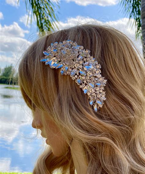 Bridal Crystal Hair Piece Wedding Rhinestone Headband Bridal Etsy