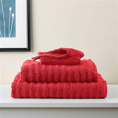 Mainstays Performance Textured 6 Piece Bath Towel Set Red Sedona