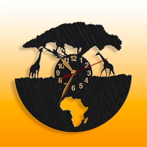 18 Giraffe Clock Africa African Wild Nature Wall Art Etsy Wall Clock