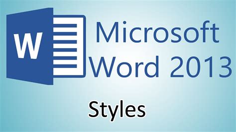 Microsoft Word 2013 Tutorials Styles Youtube