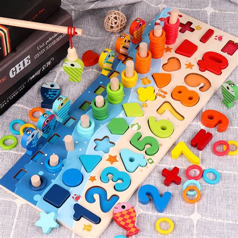 Romacci Wooden Number Puzzle Match Board Math Game Early Learning Toys Color Shape Sorting