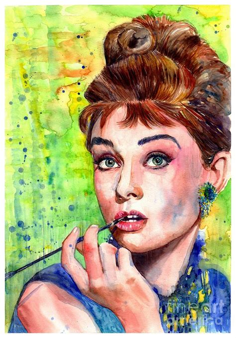 Audrey Hepburn Watercolor Painting By Suzann Sines