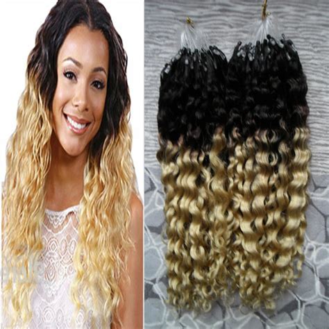 Micro Ring Hair Extension Ombre Bundles Curly Micro Bead Hair