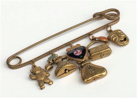 Vintage Brooch Safety Pin Charm Brooch Victorian Revival Etsy