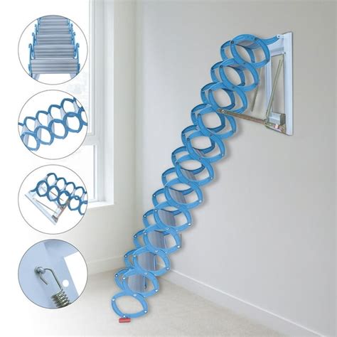 Fichiouy 12 Steps Pulldown Attic Stairs 125ft Wall Mounted Folding