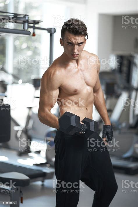 Man Doing Exercises Dumbbell Bicep Muscles Stock Photo Download Image