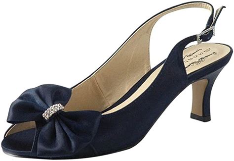 Chic Feet Ladies Womens Navy Blue Low Heel Special Occasion Bridal