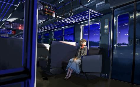 2736x1824 Resolution Female Inside Train Anime Wallpaper Manga Hd