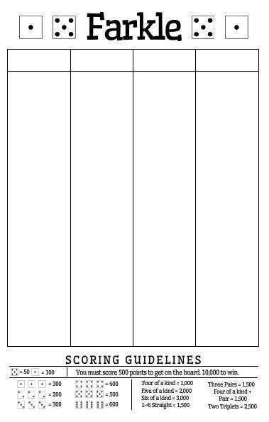Free Printable Farkle Score Sheet Math Love Bloglovin Easy