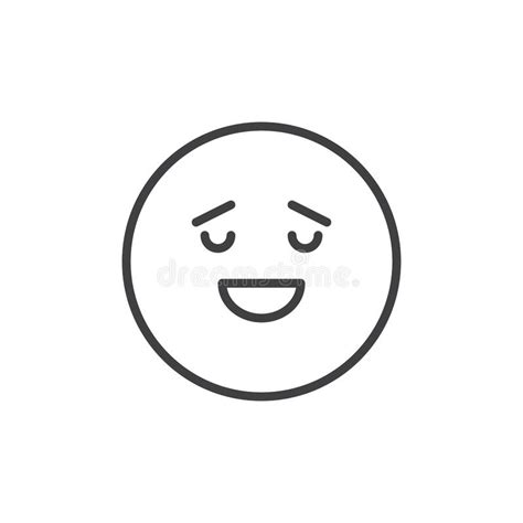 Calm Face Emoticon Outline Icon Stock Vector Illustration Of Outline