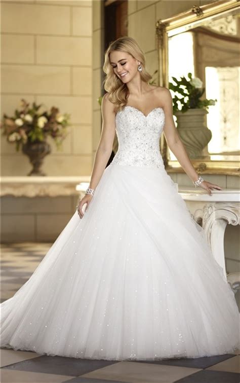 Ball Gown Sweetheart Satin Embroidery Tulle Sequin Corset Wedding Dress
