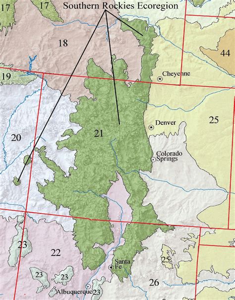The Location Of The Southern Rockies Ecoregion 21 In The Usa From