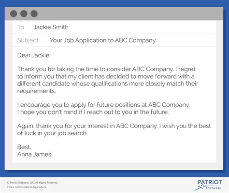 applicant rejection email template