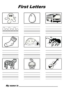 Some of the worksheets displayed are look at each write the first letter of the, beginning letter sounds, phonics, letter and letter sound identification implications for, og orn ig arn, alphabet bingo how to play i j k l, kindergarten beginning letter sounds 4, name date beginning sounds what is the. Little Kids First Letters Writing Practice by LinguRing | TpT