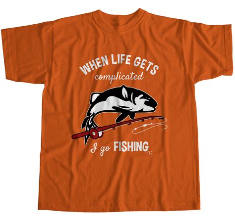 1tee Mens When Life Gets Complicated I Go Fishing T Shirt Ebay
