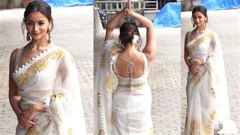 Alia Bhatt Looks Gorgeous In A White Saree As She Promoting Her Nee Film Gangubai Kathiyawadi
