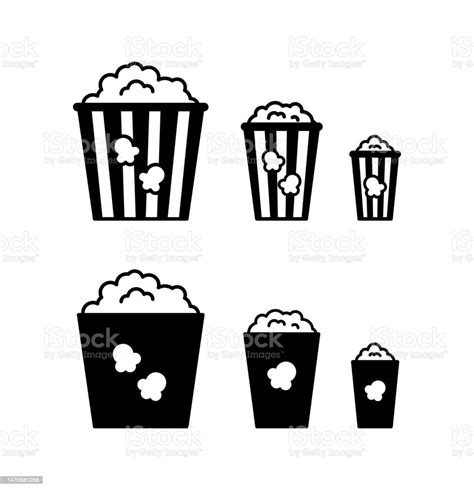 Popcorn Box Icons Set Stock Illustration Download Image Now Box