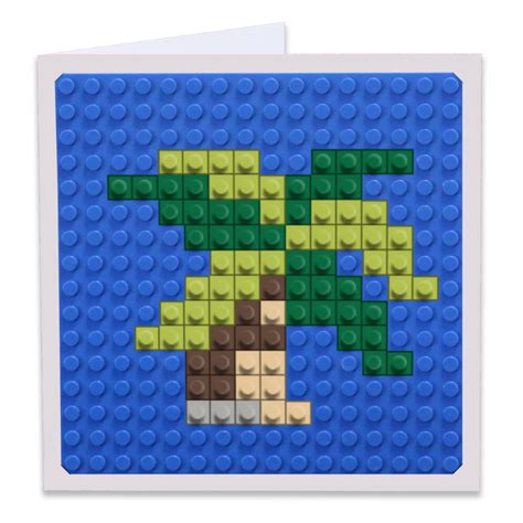 Palm Tree Pixel Art Build On Greeting Card Brik